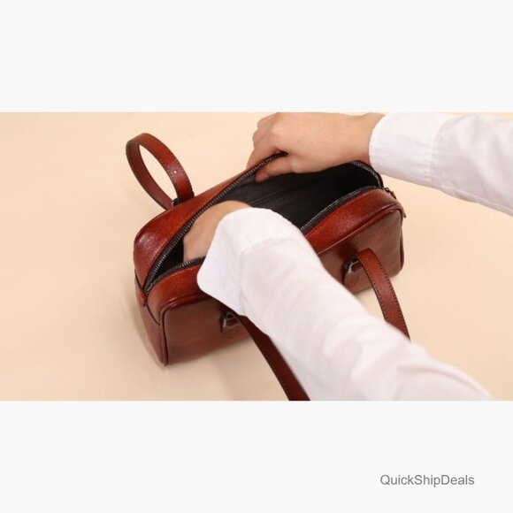 Genuine Leather Hobo Shoulder Bag with Adjustable Straps, Clutch Convertible